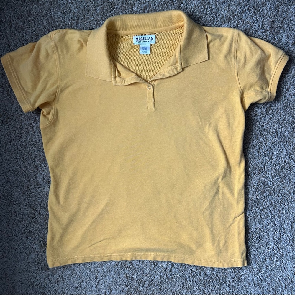 W Magellan Sportswear Yellow Polo Shirt Vent Back Size L |A116